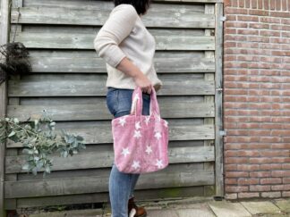 Handgemaakte fleece tas licht roze met sterren, teddy , schooltas, draagtas kids. Handgemaakte meiden tas, tassen . Gemaakt Bij Ons. (3)