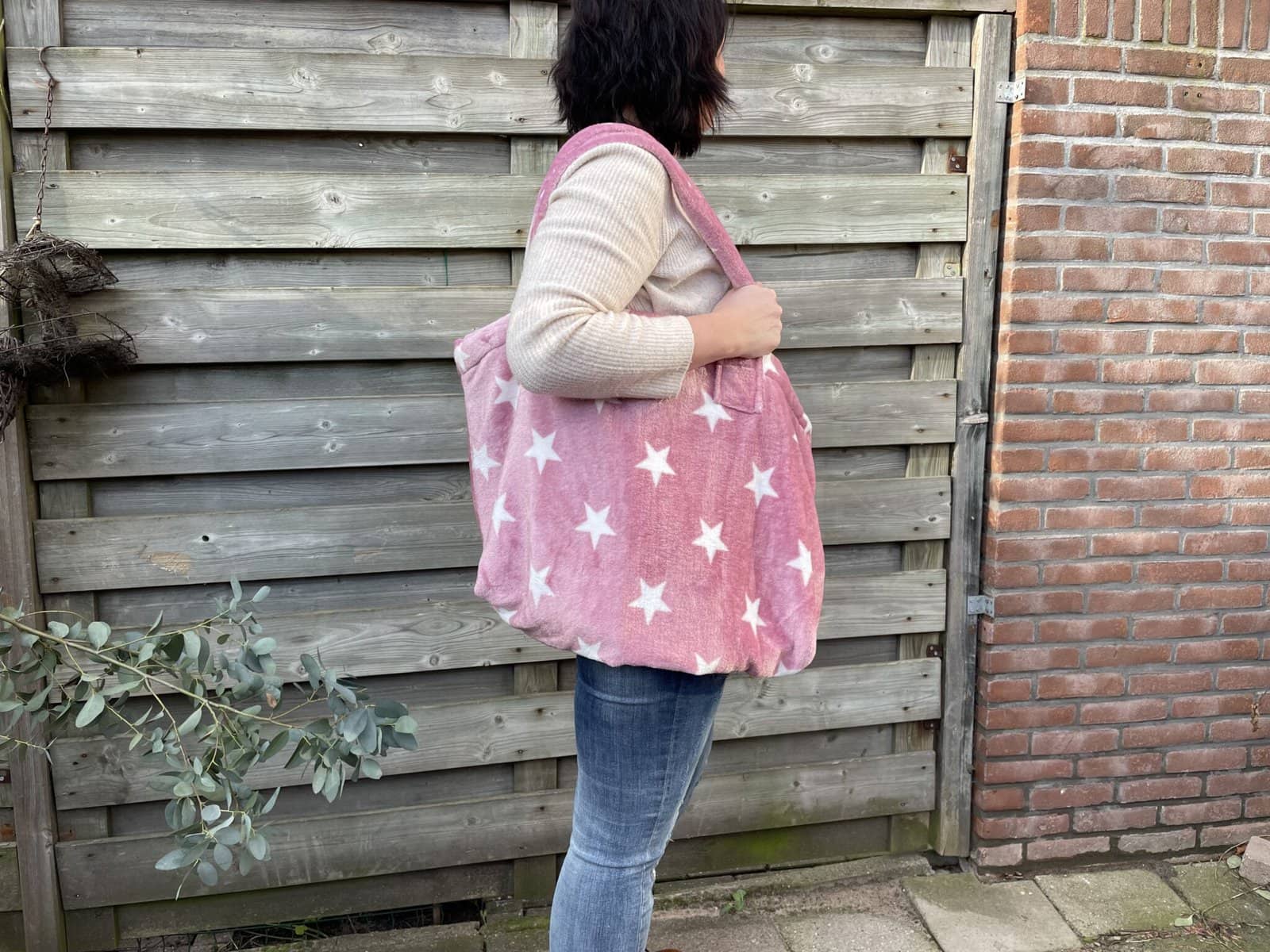 Onderzoek Converteren Terughoudendheid XL-tas fluffy fleece "sterren roze" | Shopper | Oversized draagtas