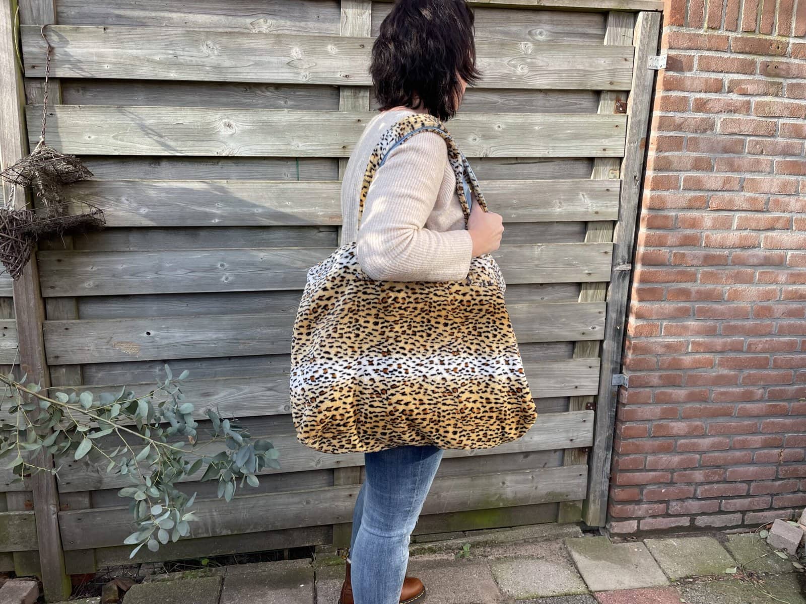 Raad Smeren Hesje XL-tas fluffy fleece "tijgerprint" | Shopper | Oversized draagtas